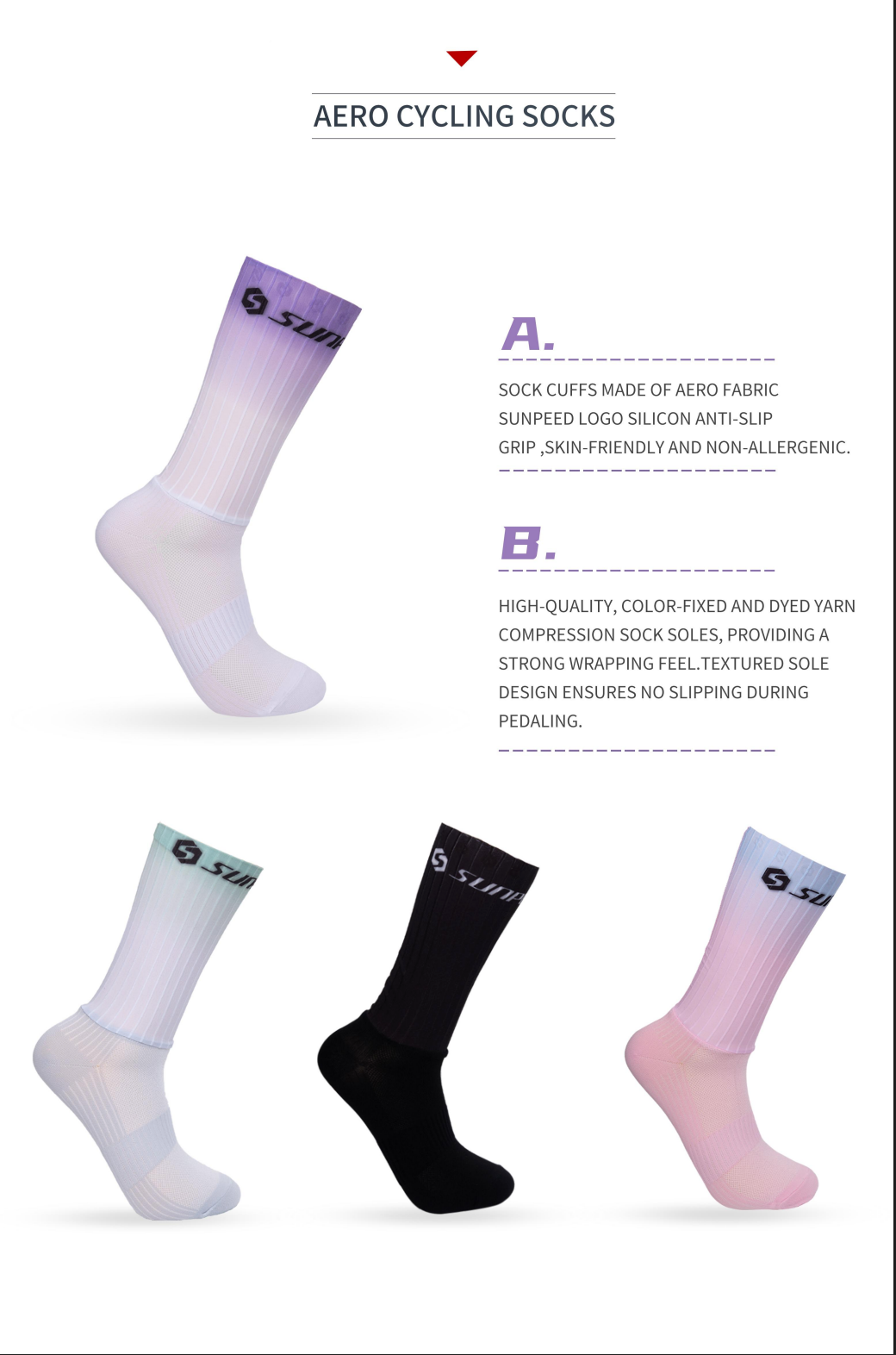 SUNPEED Aero Cycling Socks - VRIDE - Bicycle & Accessories