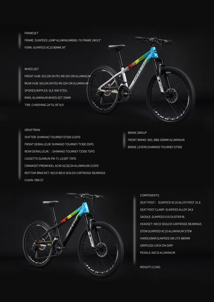 JUMP Kids' 24" Mountain Bike 21-speed - Shimano Tourney - VRIDE - Bicycle & Accessories