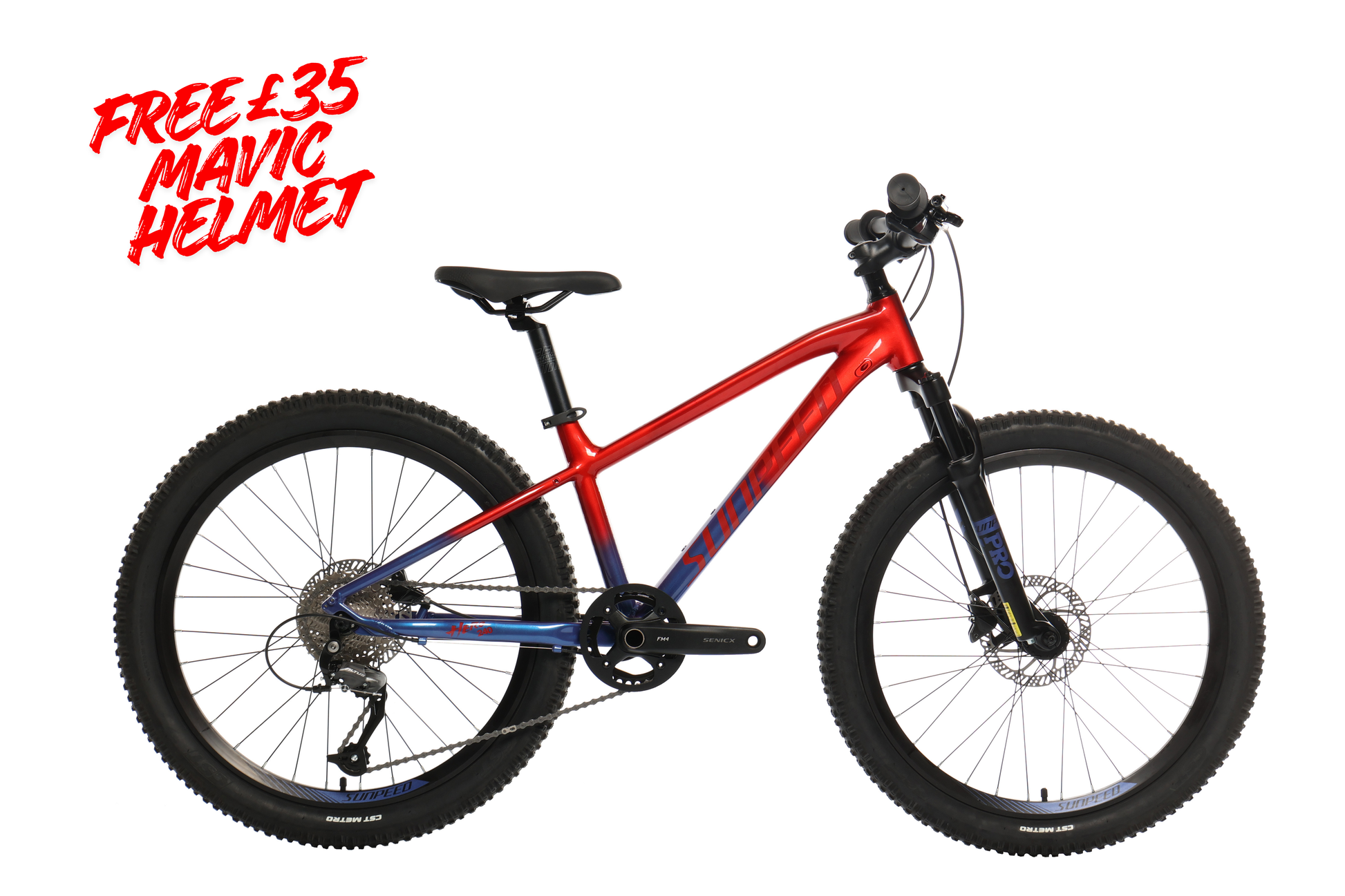 VRIDE Kids' 20" & 24" mountain bike with Shimano Altus gears, featuring a sturdy frame and knobby tires for off-road riding.