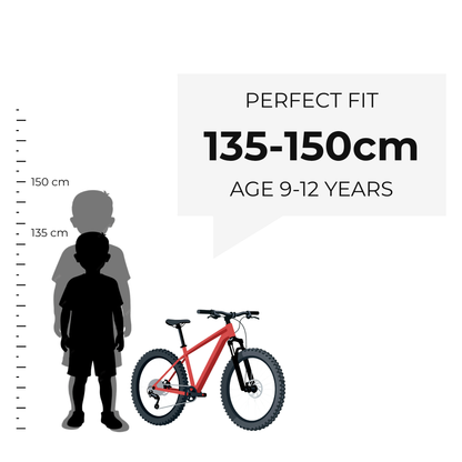 Kids' VRIDE 24-inch mountain bike with Shimano Tourney gears, featuring a sturdy frame, knobby tires, and colorful design for young riders.