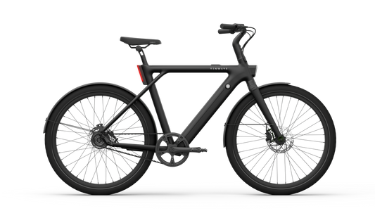 VRIDE CGO009 Smart Electric Bike in sleek midnight black with modern design and ergonomic handlebar, ready for urban commuting.
