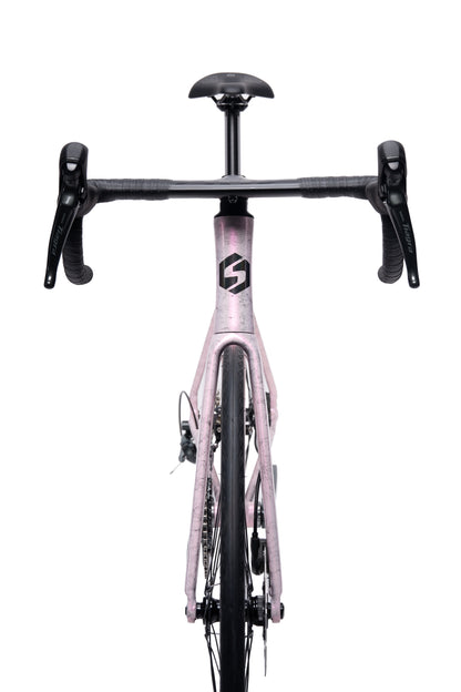 Adult VRIDE Galaxy Sport Road bike with Shimano Tiagra groupset, black frame, and sleek design, ready for road cycling.
