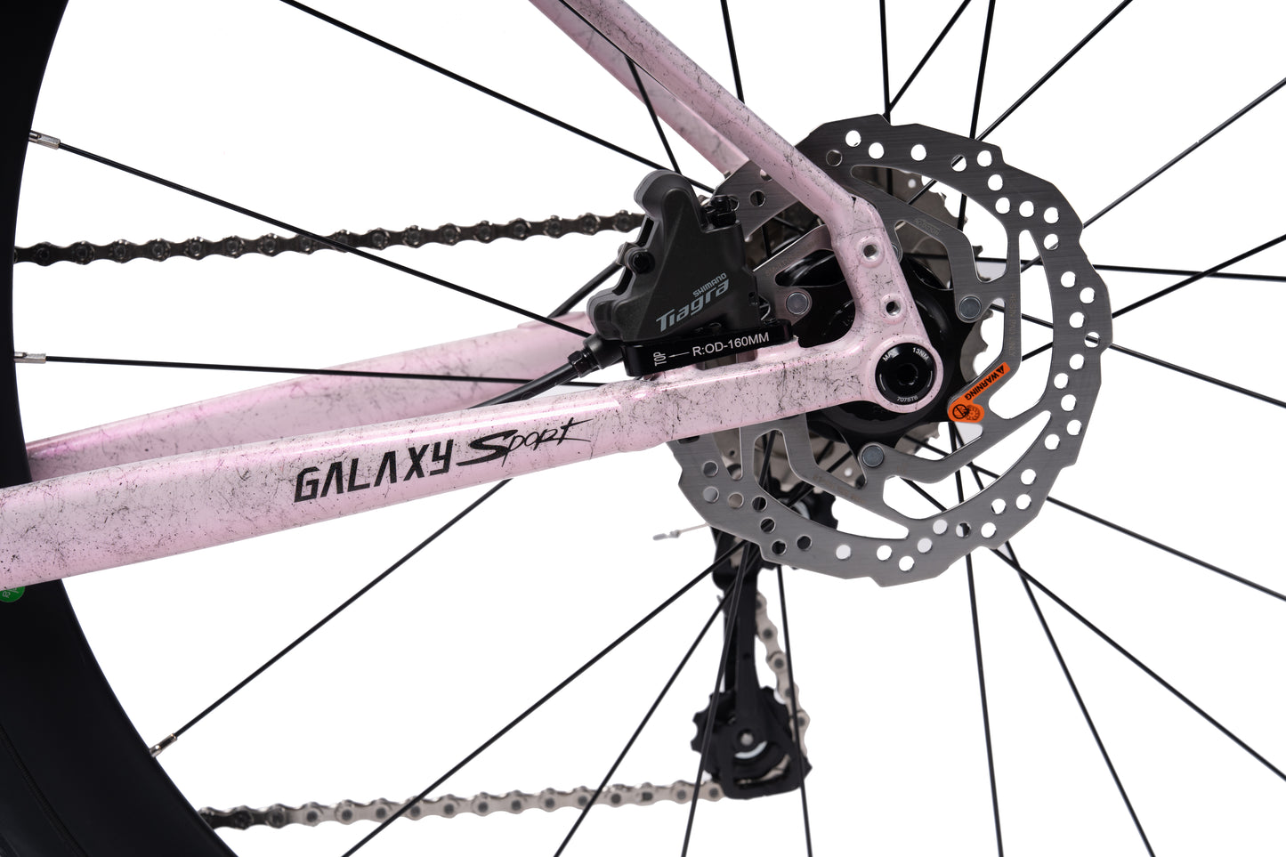 Adult VRIDE Galaxy Sport Road bike with Shimano Tiagra gears, lightweight frame, and aerodynamic design for performance cycling.