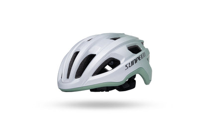 VRIDE SUNPEED Cycling Helmet with Ionic+ padding, showing the lightweight helmet and adjustable straps for safety.