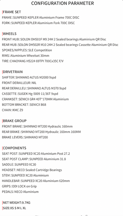 KEPLER Hybrid Fitness Bike Urban Commuter 9-speed - Shimano Altus - VRIDE - Bicycle & Accessories